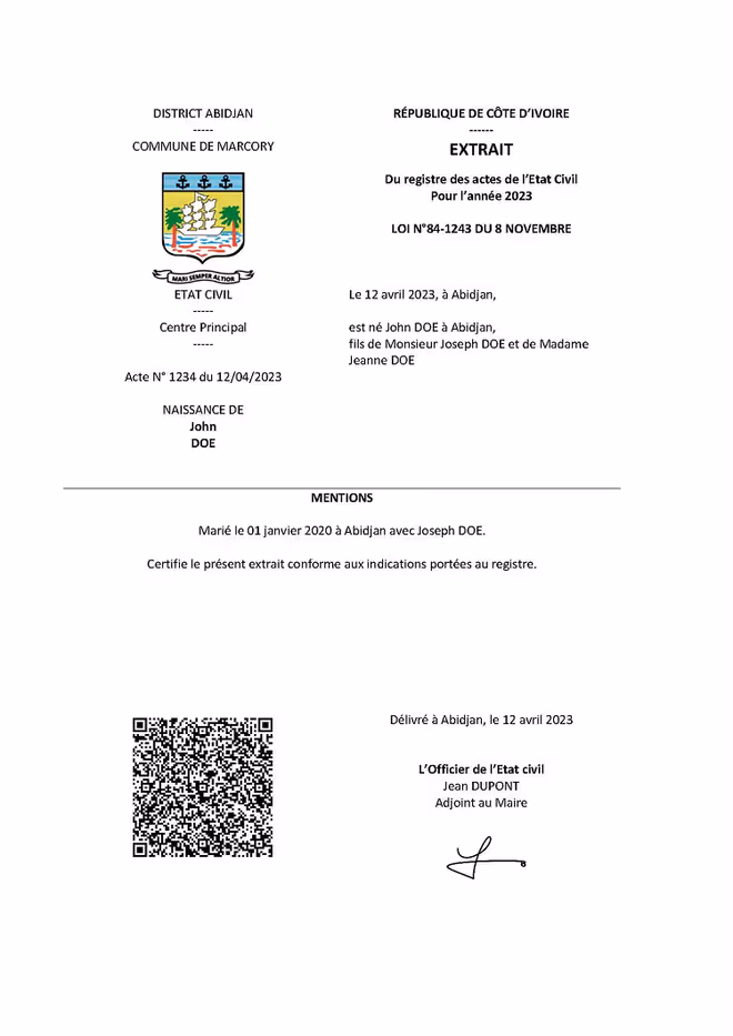 Official document with Visible Digital Seal