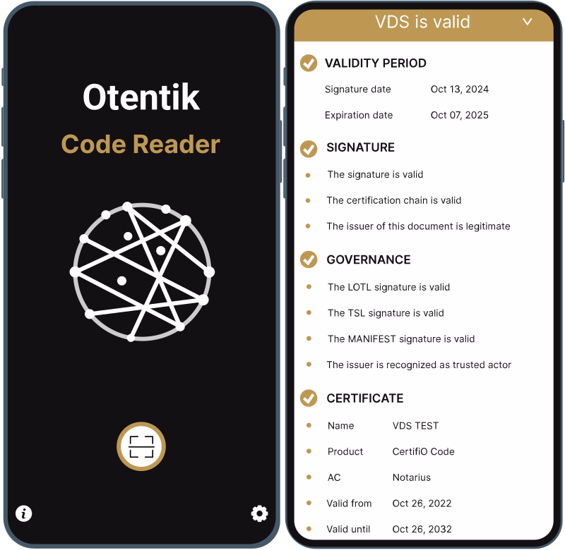 OTENTIK Code Reader app